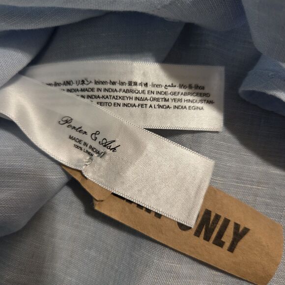 Porter and Ash Shirt Mens Small Linen Long Sleeve Button Down Blue Lightweight - Picture 6 of 8
